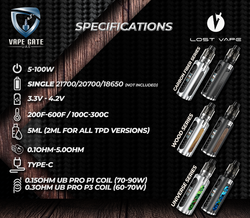 Lost Vape Grus 100W Grip Easy Kit SS-Carbon Fiber